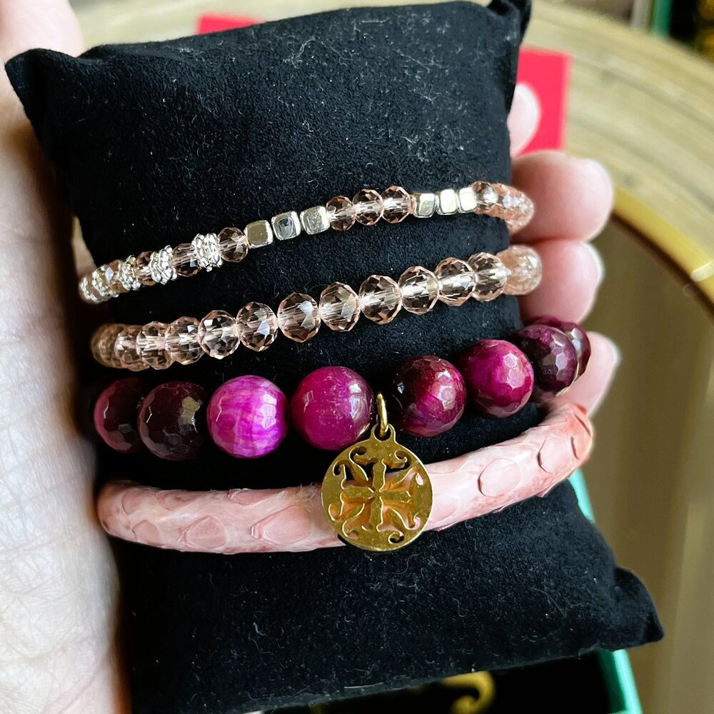 GIFT BOX INCLUDED Rustic Cuff Set of FOUR stackable Bracelets Set